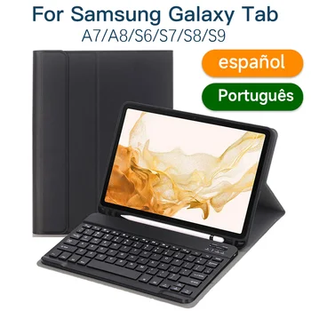 Case for Samsung Galaxy Tab S9 S9 Plus Bluetooth Klaviatūru Case for Samsung Galaxy Tab S9/S8/S7 Plus Segtu ar Bezvadu Tastatūru