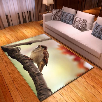 Ziemeļvalstu Paklāji Mīksta Flaneļa 3D Iespiests Putnu paklājos Salons Mat Paklāji Anti-slip Liels Paklājs Paklājs Dzīvojamā Istaba Dekori