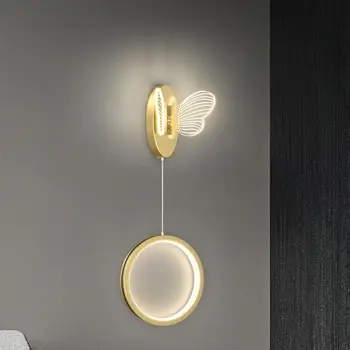 1 gab Jaunums Tauriņš Zelta LED Sienas Lampa Ziemeļvalstu Apgaismojums Luksusa Guļamistaba Dzīvojamā Istaba Vannas istaba spogulis led Sienas sconce aprīkojums
