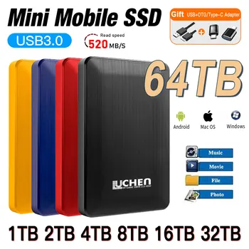 Jaunu 1TB Mobilo Cietvielu Disks USB 3.0 Ārējo SSD Cietais Disks 2tb ātrgaitas Portatīvo SSD disks 500GB Cieto Disku par Portatīvo Mac DATORU
