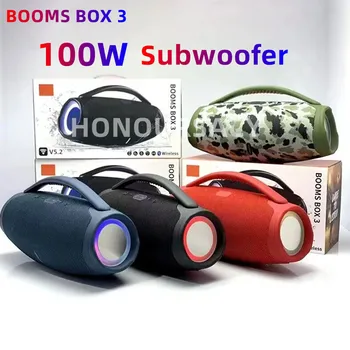 Portatīvo Ūdensizturīgs 100W lieljaudas Bluetooth Skaļrunis, RGB Krāsains Gaismas Bezvadu Subwoofer 360 Stereo Surround TWS Boom Box