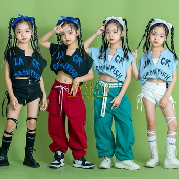 ielu modes hip-hop deju tērps Bērniem-atklātā nabas džeza deju kostīms Meitenēm, dejas, apģērbu Blast