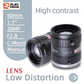 ZLKC 20MP 1.1 Collu Augstas Izšķirtspējas 50 mm Fiksēta Fokusa attāluma C Mount Objektīvs FA Mašīnu Redzi F2.8 Manual Iris Zemu Distorsion Kamera