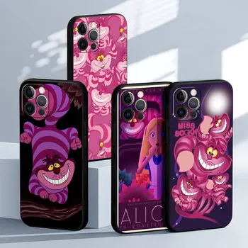 Disney Alice In Wonderland Gadījumā Par Apple iPhone 11 13 14 15 Pro Max 12 Mini 8 7 Plus XR-X XS 6 Black Apvalks Būtiska Tālruņa Vāciņu