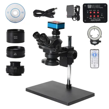 3,5 X-100X Trinokulara Mikroskopu, Stereo Mikroskopu 4K 12 mp izšķirtspēja HDMI USB Mikroskopa Kamera ar 144 LED Gaismu un iestāties par PCB Remonts