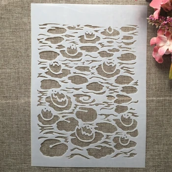 A4 29cm Lotus Pond Tekstūra DIY Layering Trafareti, Sienu Krāsošana Albums Krāsošana ar Spiešanu Albumu Dekoratīvās Veidne