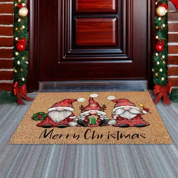 Priecīgus Ziemassvētkus Gnome Doormat Ziemassvētki Brīvdienu Laipni Grīdas Paklājs Paklāju Priekšējo Durvju Smieklīgi Ne Slīdēšanas Gumijas Atpakaļ Ziemas Mājas Virtuve