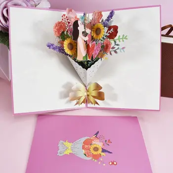 Jauns Iegūt Arī Simpātijas Skolotāju Diena Mom&Sieva Svētību Kartes Pop Up 3D Pušķis Kartes Ziedu Apsveikuma Kartītes