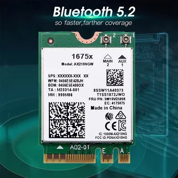 Intel 1675X WiFi Karte+2X8DB Antenas AX210NGW AX1675X Wi-Fi 6E 2.4 G 5G 6G 5374Mbps BT 5.2 M. 2 NGFF WiFi