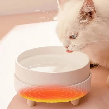Mājdzīvnieku Kaķi Apkures Bļodā USB Saprātīga Termostatiskie Keramikas Bļodas Aizsargātu dzemdes Kakla Kaķis ir Pārtikas Bļoda, Dzeramā Ūdens Trauks 350ml