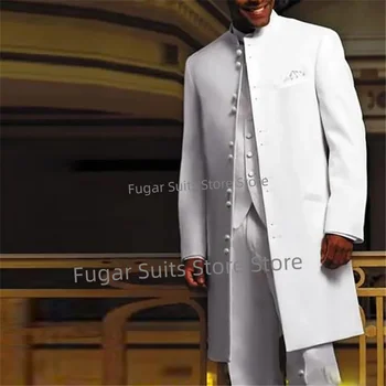 Klasisks Balto Ilgi, Kāzu Tērps Vīriešu Slim Fit Līgavainis Tuxedos Oficiāls Pasākums Prom3Pieces Uzstādīt Elegants MaleBlazer Kostīmu Hombre