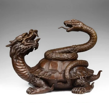 Ķīna Royal Tīra Vara Dievs Dzīvnieku Bazalta Bruņurupucis Bruņurupuča Aizsardzība Čūska Mākslas Statuja