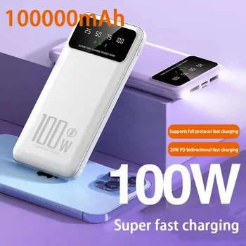 100000mAh Power Bank 100W Super Ātra Uzlāde Portatīvo Ārējo Akumulatora Lādētājs Iphone 14 13 Samsung, Huawei Xiaomi Poverbank