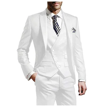 Kostīmu Homme Laulības Uzņēmējdarbības Vīriešu Uzvalki 3 Gabalus Vienu Krūtīm, Slim Fit Oficiālu Kāzu Līgavainis Balli Žakete Ikdienas Apģērbus Apģērbs