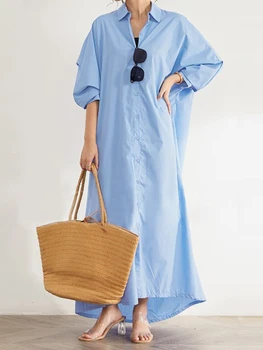 Formālās Kleitas Jaunas Kleitas Sievietēm 2023 Cietā BRĪVS Krekls ar garām Piedurknēm Apkakli Garās Kleitas Streetwear Elegants Puse Drēbes