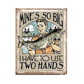 Zivis Ir Tik Liels, Ka Man Ir Turiet To Ar Abām Rokām, Smieklīgi Metāla Zīmju Dāvanu Zvejas Mīļotājiem