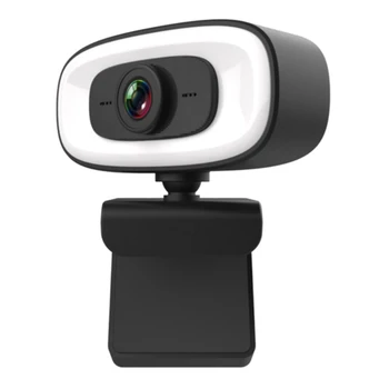 2K 3 Rīku Aizpildīt Gaismas Kameras Auto Fokusa Web Kamera ar Mikrofonu 360° Rotācijas Datoru, Klēpjdatoru Video Ieraksts