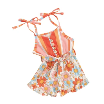 Toddler Meitene Apģērbu Mazulim Vasaras Piedurknēm Jumpsuit Romper Gudrs (Dungriņi) Vasaras Apģērbu 1-5T