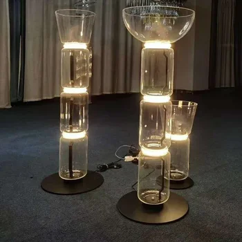 Ziemeļvalstu Radošo Stikla Grīdas Lampas Dzīvojamā Istabā Studiju Guļamistaba Dizainers Bambusa Kopīgu Gaismas Skaidrs Vertikālām Led Galda Lampas