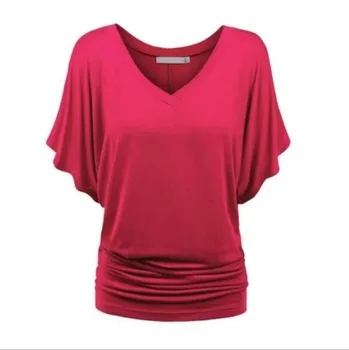 2023 Jaunu Gadījuma Brīvs T Krekls Sievietēm Vasarā Plats Īsām Piedurknēm Topi, T-Veida Modes Cietā T V Kakla Vintage Drēbes