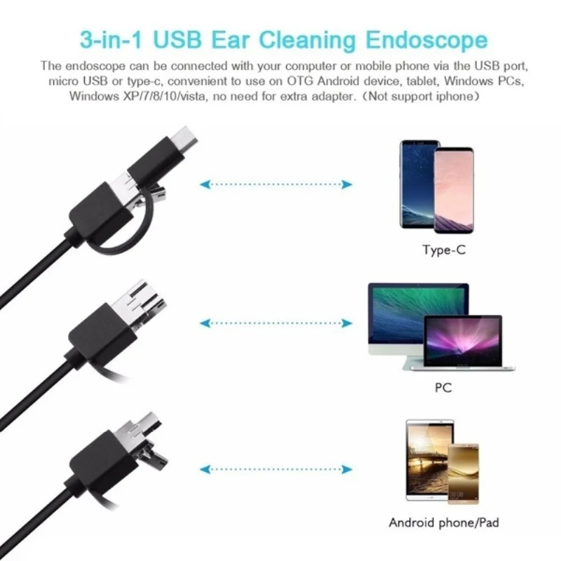 3in1 USB Auss Endoskopu, 480P Otoscopio Digitālo Earpick Mini Cam Endoskopu Auss Camara Vizuālo Ausī Karoti Android C Tipa Tālruni4