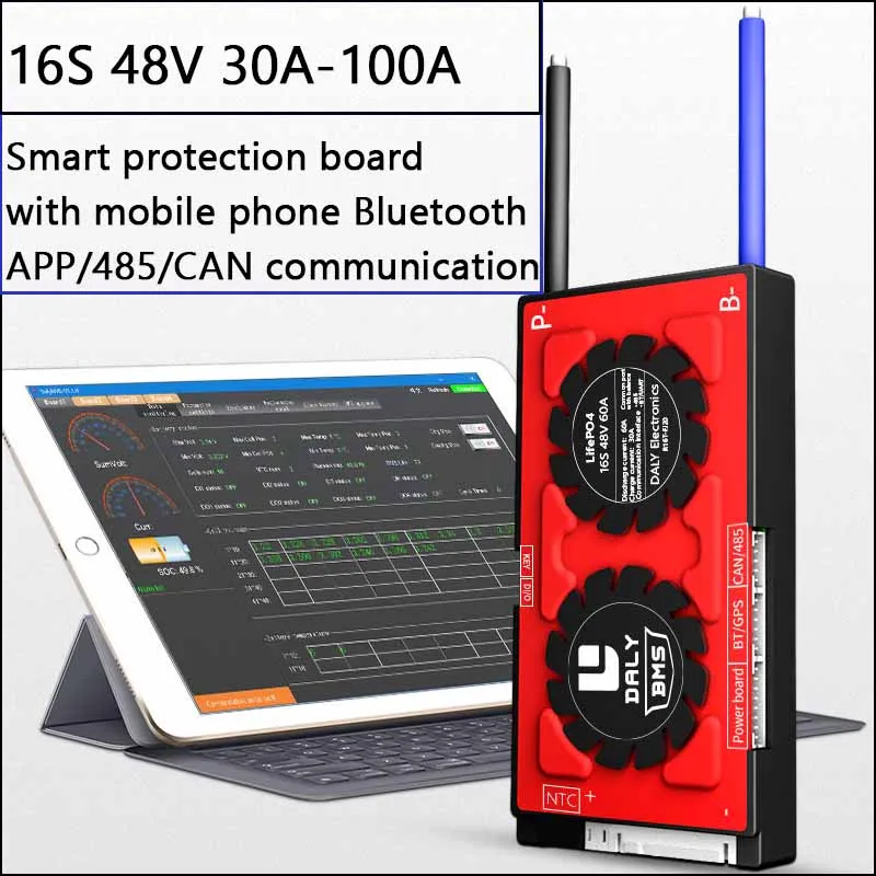 16S 48V 30A-100A LifePo4 Smart Akumulatoru Aizsardzības pārvalde, izmantojot Mobilā Tālruņa Bluetooth APP/485/VAR Sakaru Funkcija2