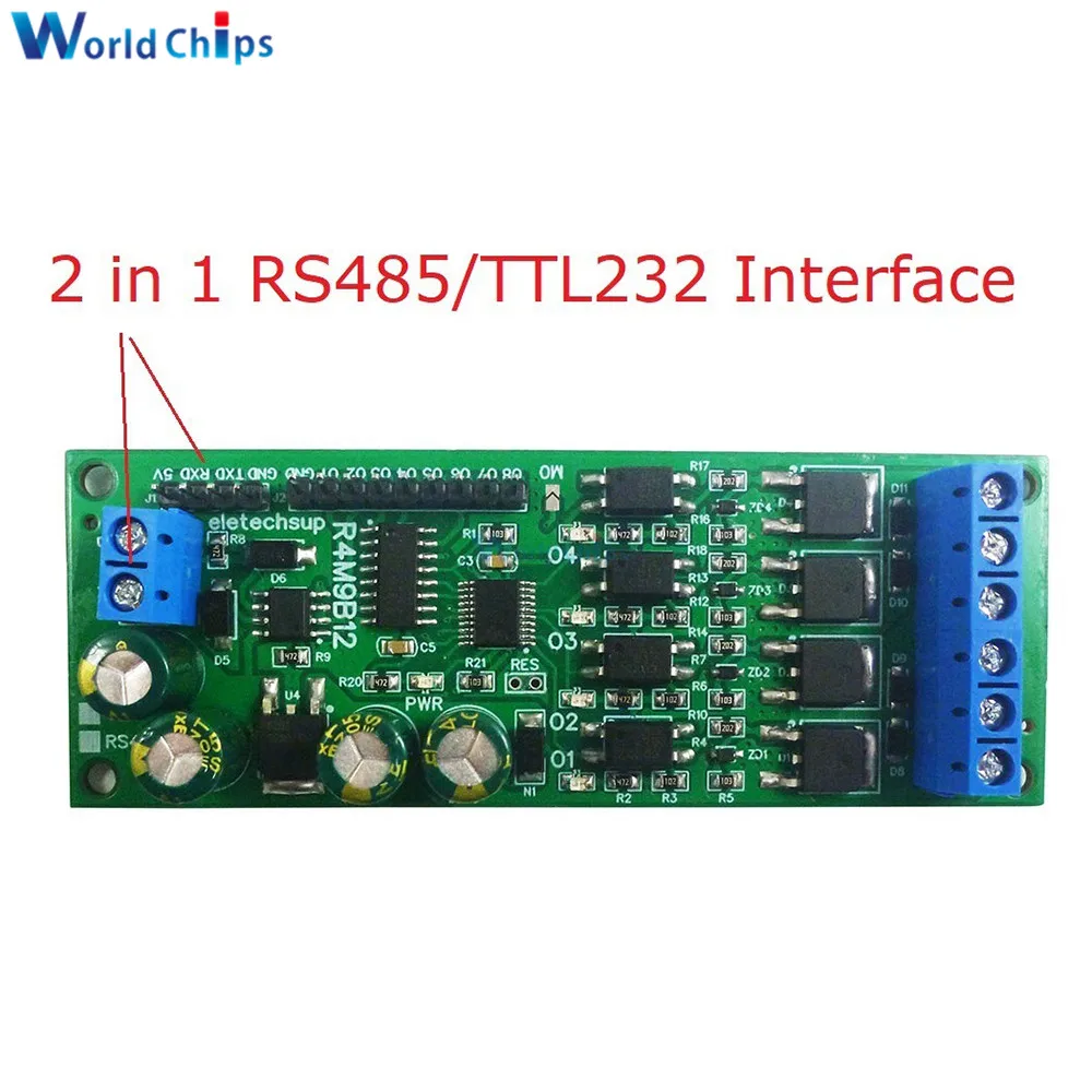 2 in 1 RS485 TTL232 Pārraides Kavēšanās Pārslēgties 4CH l MOS Tranzistors 8CH TTL Līmenis Izejas Valdes Modbus RTU PIE Daudzfunkcionālā Relejs Valde2