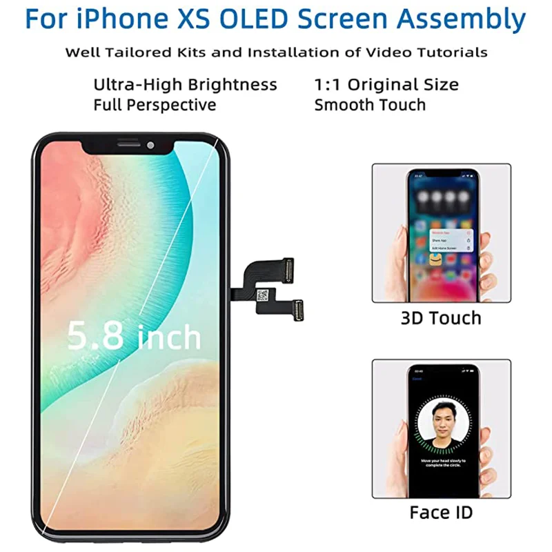 Ekrāna Nomaiņa iPhone XS LCD Displejs Ar 3D Touch Digitizer Montāža 100% Testēti LCD Daļas Pantalla iPhone XS3