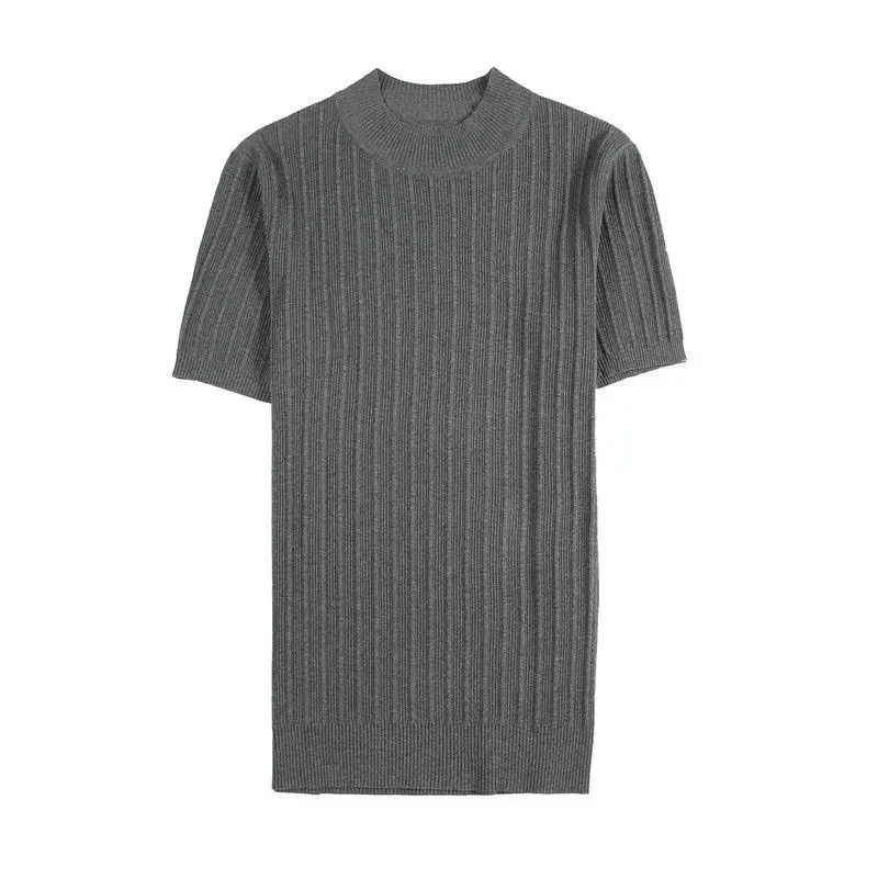 2022. gada Vasaras Jaunā Modes Apģērbi Vīriešiem Gadījuma tīrtoņa Krāsu Trikotāžas T-krekls Vīriešu Slim Fit Apaļu Apkakli, Īsām Piedurknēm T-krekli R224