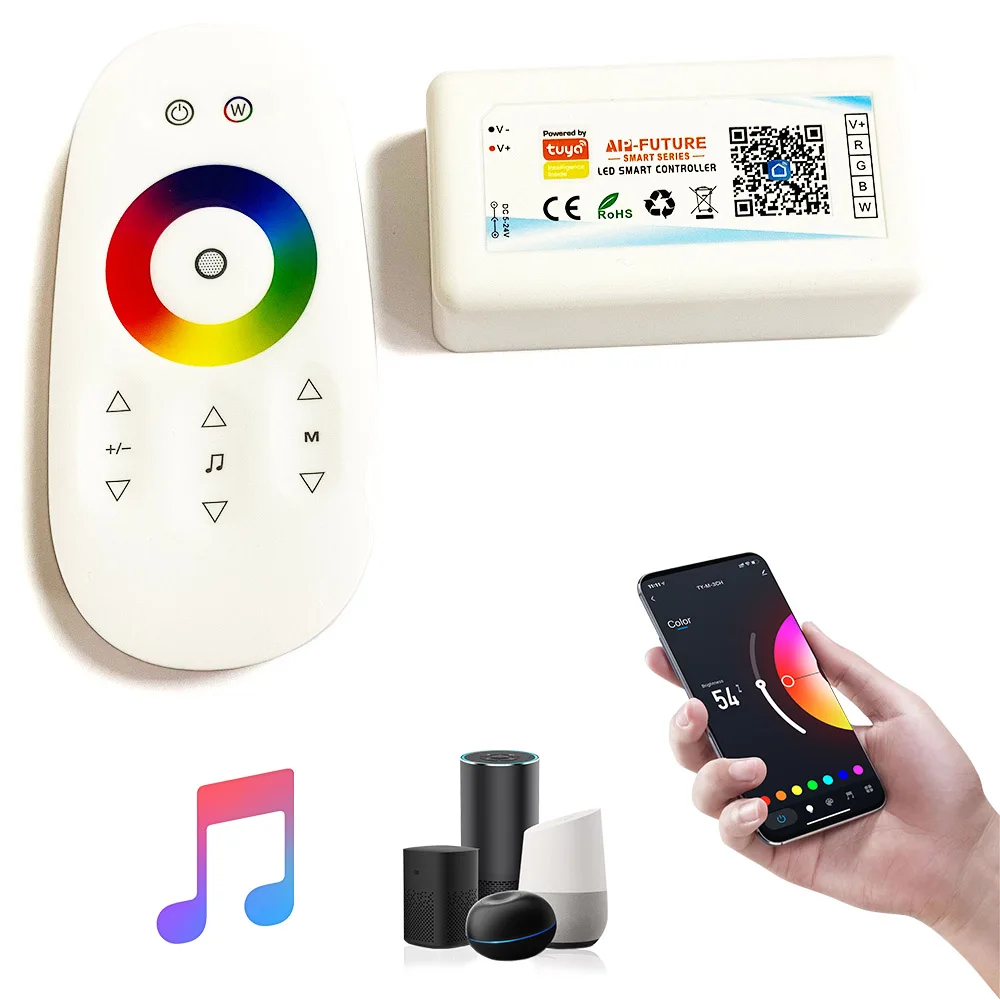 aipintech led rgbw kontrolieris 12-24v 2.4 g rf tālvadības rgbw krāsu lentes gaismas smartlife app led kontrolieris wifi1