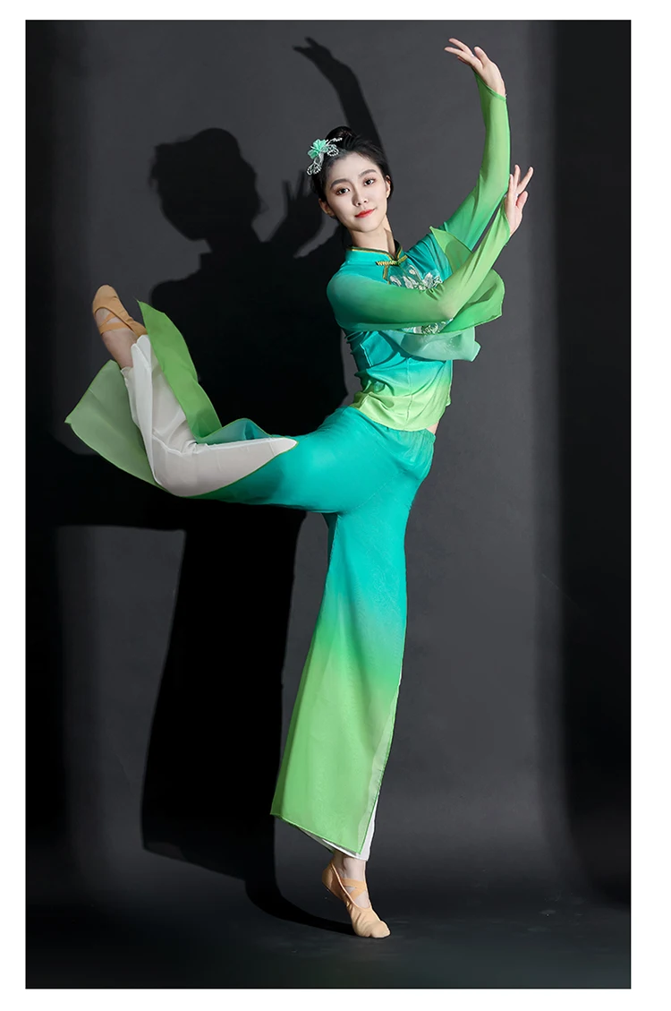 Klasiskā Yangko Deju Hanfu Apģērbu Tautas Dejas Praksē, Apģērbi Tautas Deju Valkāt Seno Tautas Deju Yangko Vidukļa Bungas Uzvalks2