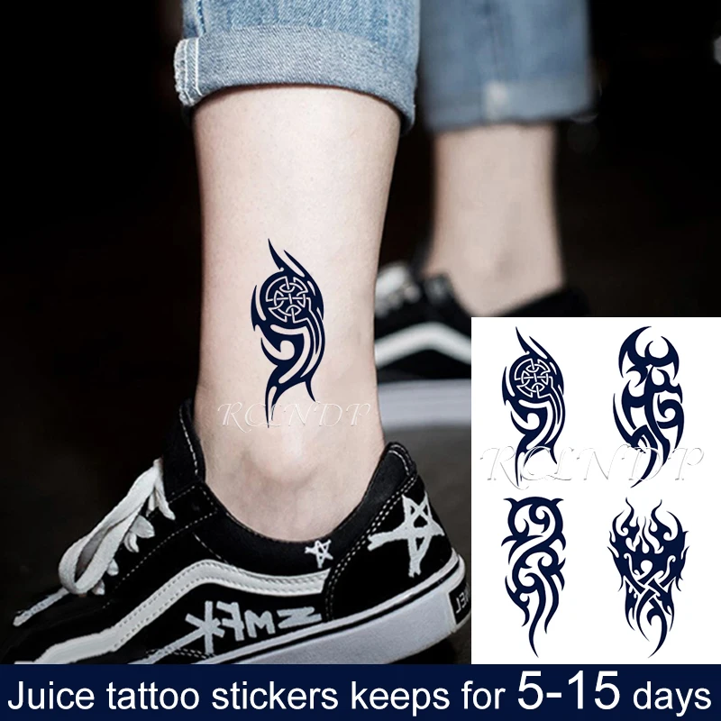 Ūdensnecaurlaidīgus Pagaidu Sula Tetovējumu Uzlīmes, Asas Līnijas Modelis Totem Flash Tetovējums Viltus Tatto Roka, Kāja Mākslas Vīrieši Sievietes0