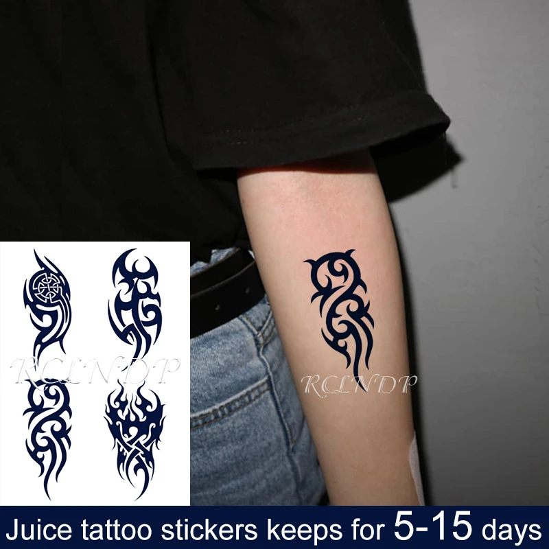Ūdensnecaurlaidīgus Pagaidu Sula Tetovējumu Uzlīmes, Asas Līnijas Modelis Totem Flash Tetovējums Viltus Tatto Roka, Kāja Mākslas Vīrieši Sievietes1
