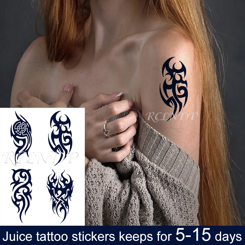 Ūdensnecaurlaidīgus Pagaidu Sula Tetovējumu Uzlīmes, Asas Līnijas Modelis Totem Flash Tetovējums Viltus Tatto Roka, Kāja Mākslas Vīrieši Sievietes3