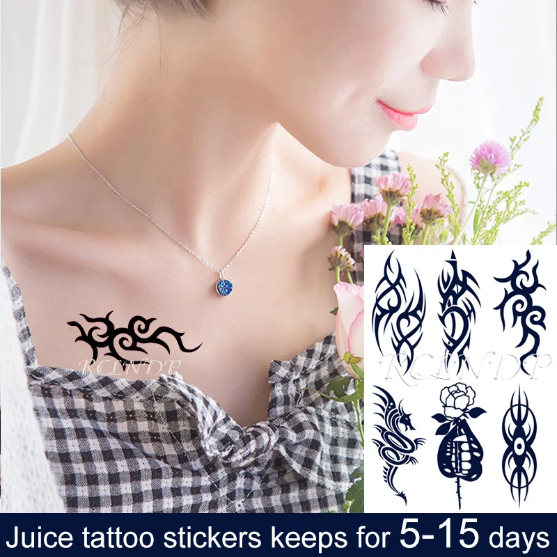 Ūdensnecaurlaidīgus Pagaidu Sula Tetovējumu Uzlīmes, Asas Līnijas Modelis Totem Flash Tetovējums Viltus Tatto Roka, Kāja Mākslas Vīrieši Sievietes5