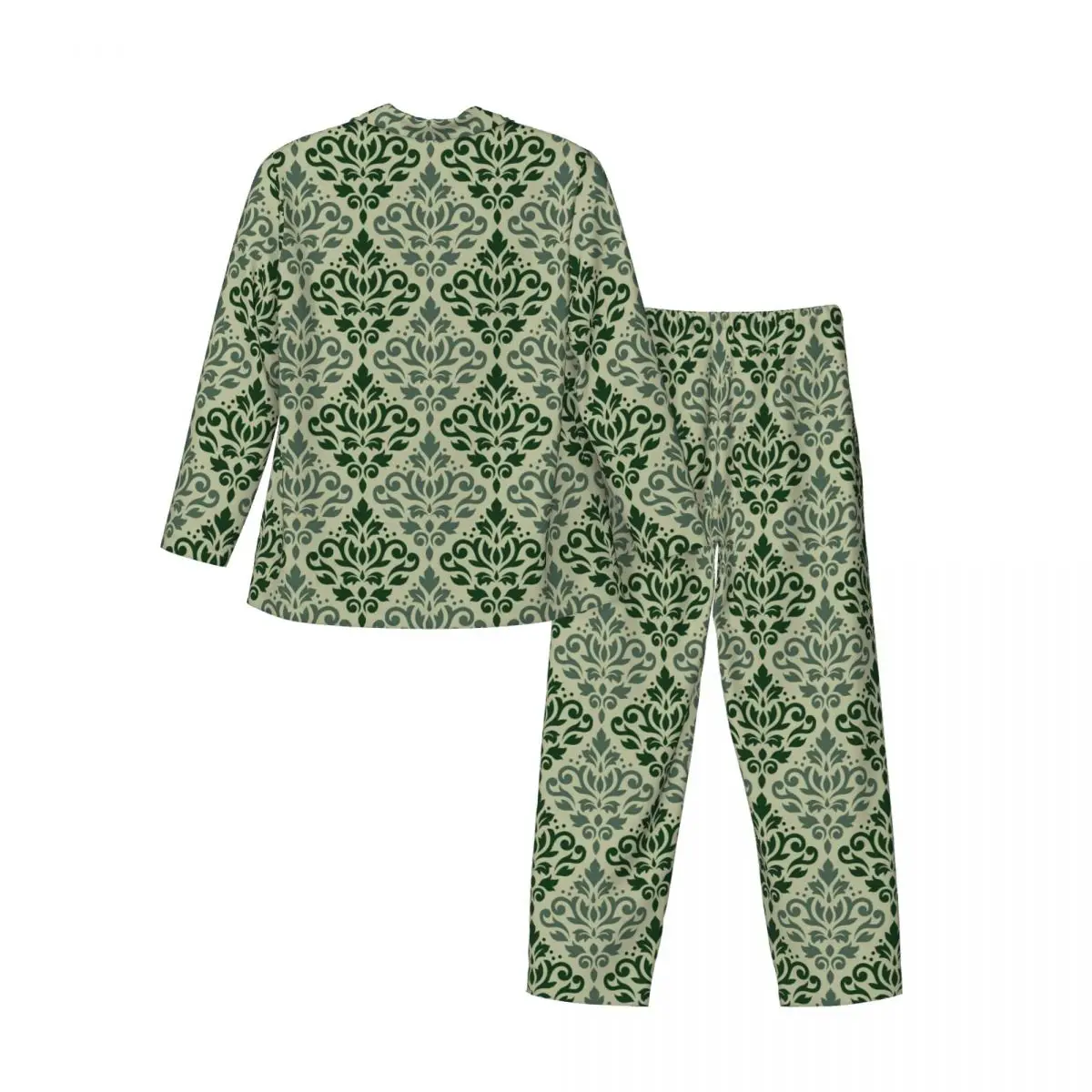 Baroka Drukāt Sleepwear Rudens Ražas Damask Vintage Lielajam Pidžamas Komplekts Cilvēks Ar Garām Piedurknēm Gudrs Atpūtas Grafiskais Naktsveļu4