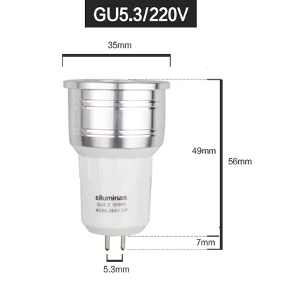 LED lampa kausa MR11/12v enerģijas taupīšanas spuldzes GU5.3/gu10/220v pin gaismas avots 1w/3w4