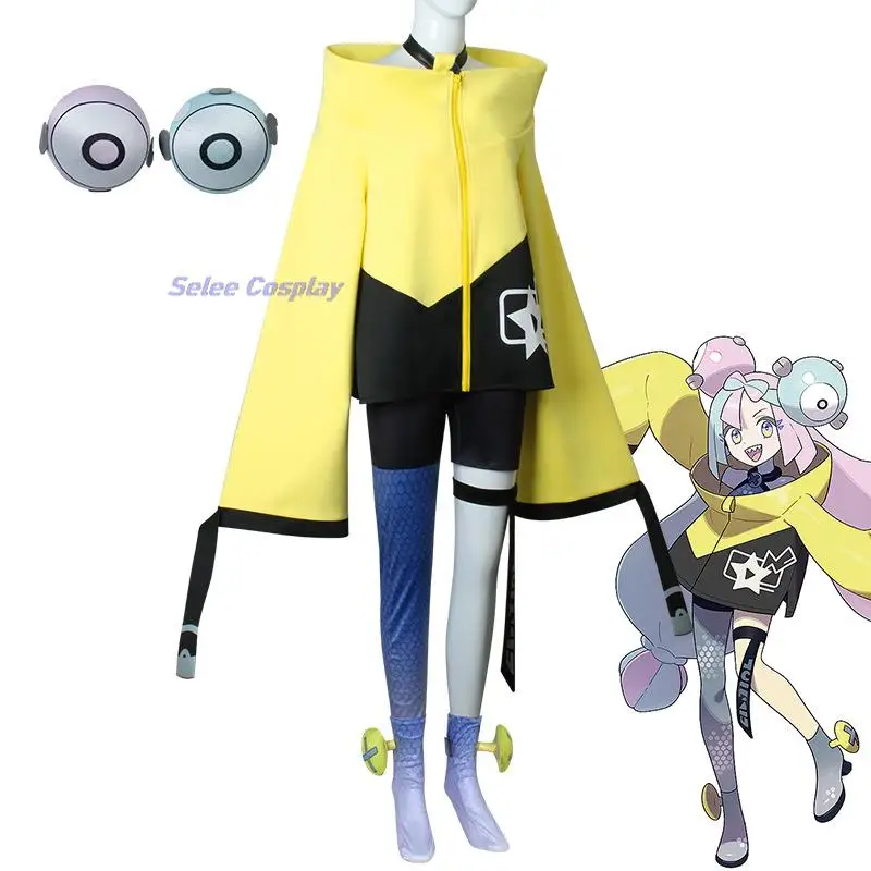 Lono Cosplay Anime Cosplay Kostīmu Parūka Kawaii Cute Drēbes Sievietēm, Dzeltenās Vestes Tērpi Halloween Karnevāla Tērps Koši & Violet1