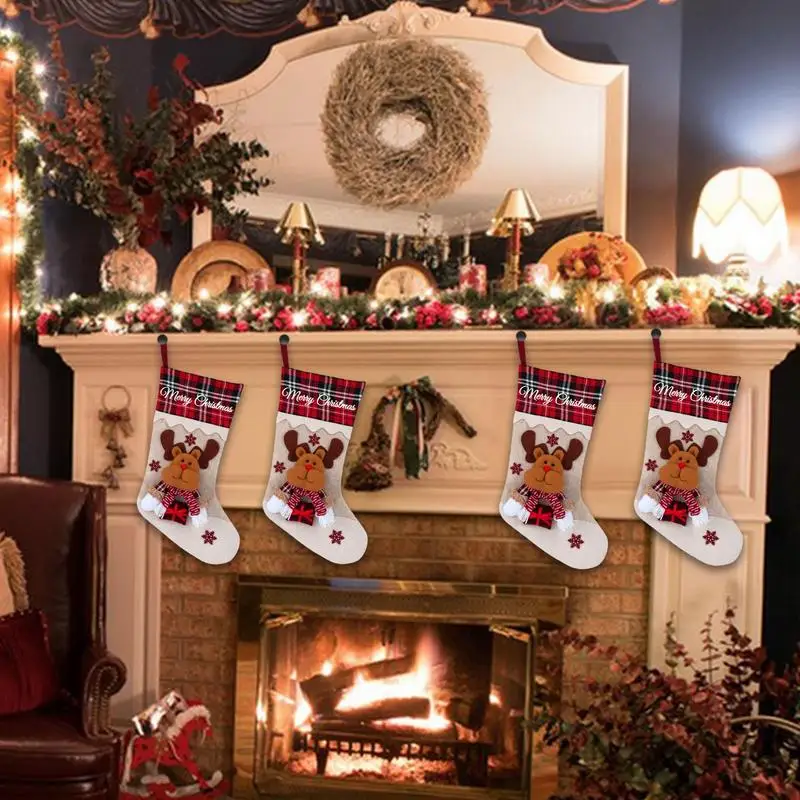 Ģimenes Ziemassvētku Zeķes Jauno Gadu Navidad Candy Dāvanu Maisiņus Lielā Ziemassvētku Zemniecisks Brīvdienu Kamīnu, Mājas Dekorēšanai Dāvanas5