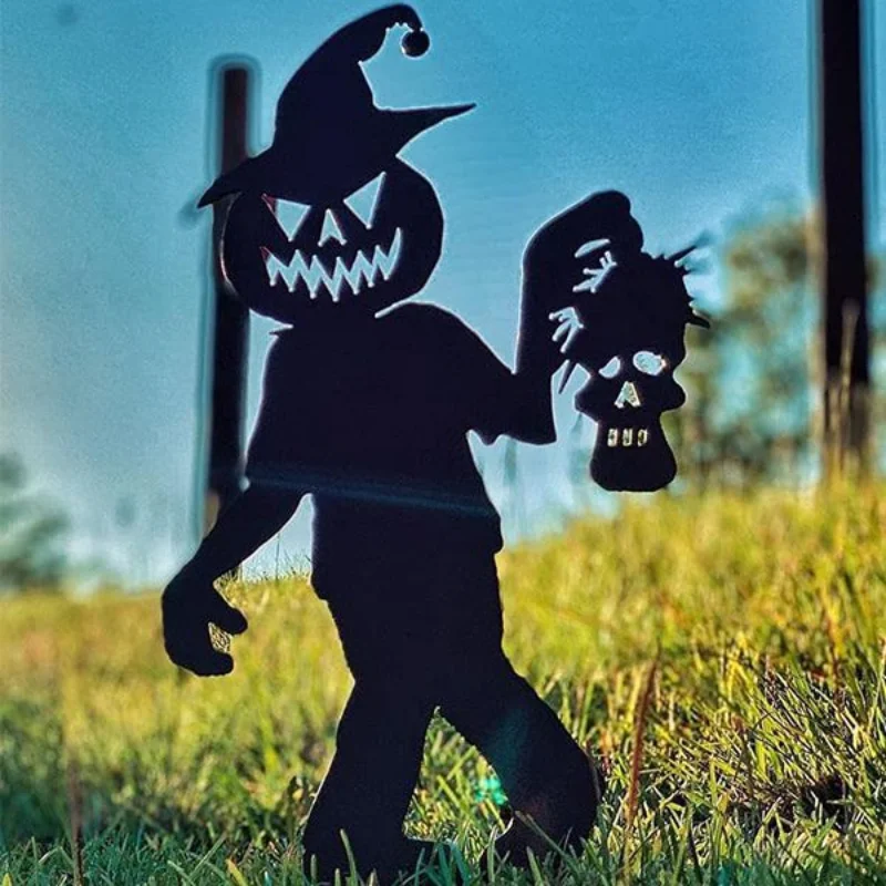 Halloween Gudrs Spoks Zombijiem-Metāla Mākslas Pastāvīgā Siluets Dārza Pagalmā Kaudzē Āra Skulptūru Maz Velns Mājas Dekoru3
