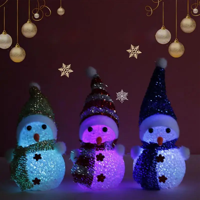 Ziemassvētku Sniegavīrs Dekorācijas, Iekštelpu Light Up Sniegavīrs Krāsa Mainās Statuetes ar Bateriju Darbināmas LED Sniegavīrs Iekštelpu Ziemassvētku4