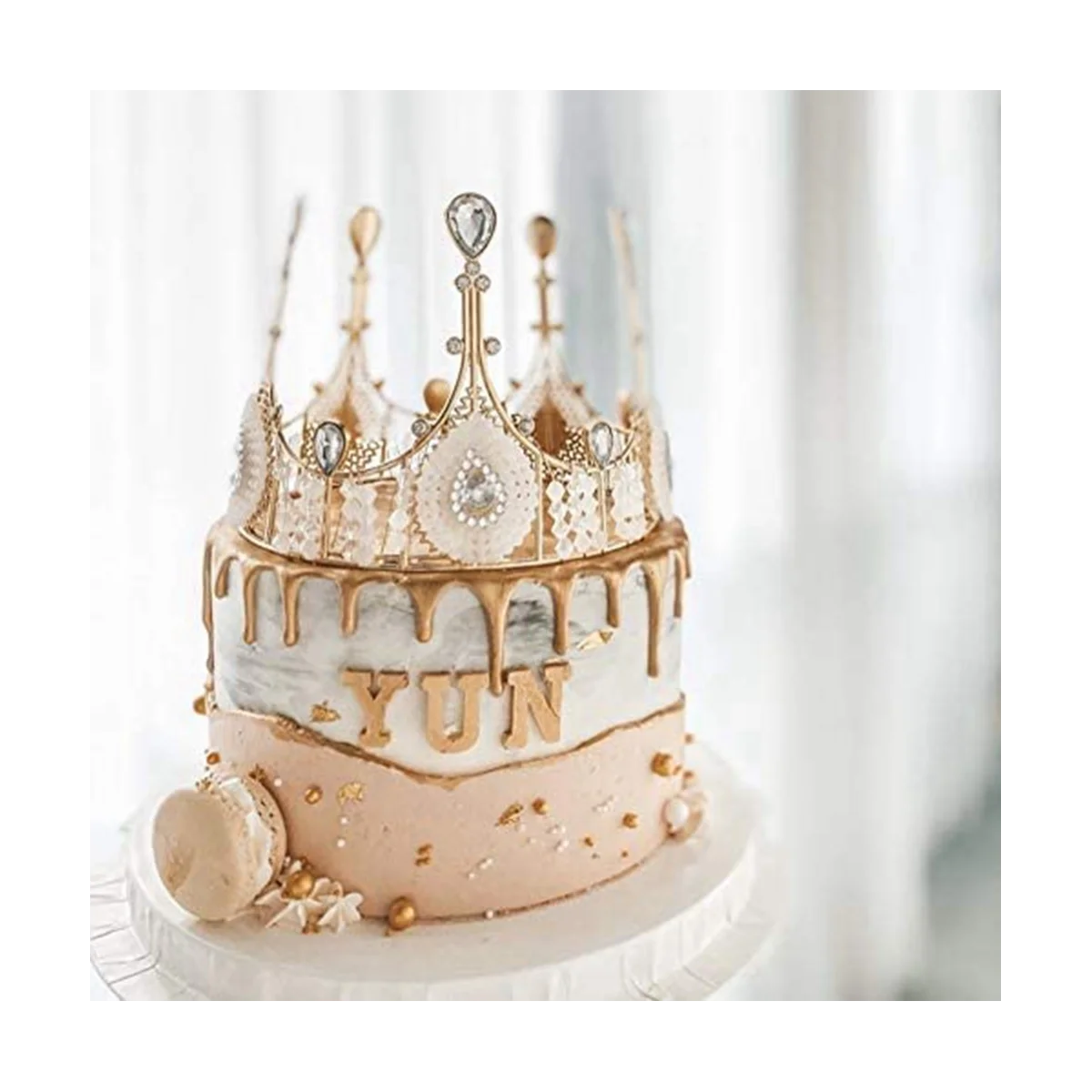 4gab Zelta Kroņa Kūka Topper Bērnu Dušas, Dzimšanas dienas Princese Puse Kāzu Kūka Rotājumi Rhinestone Crystal1