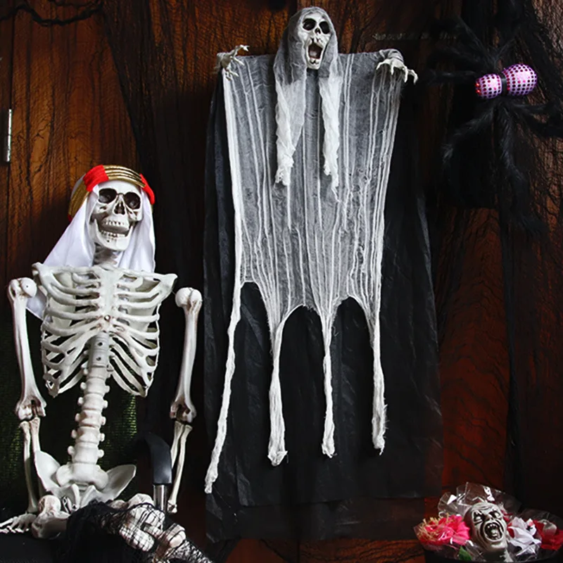 Halloween Rotājumi, Āra Karājas Skelets Spoku Rotājumi, Biedējoši, Baigais Pļāvēji ar Cepuri Halloween Ārpus0