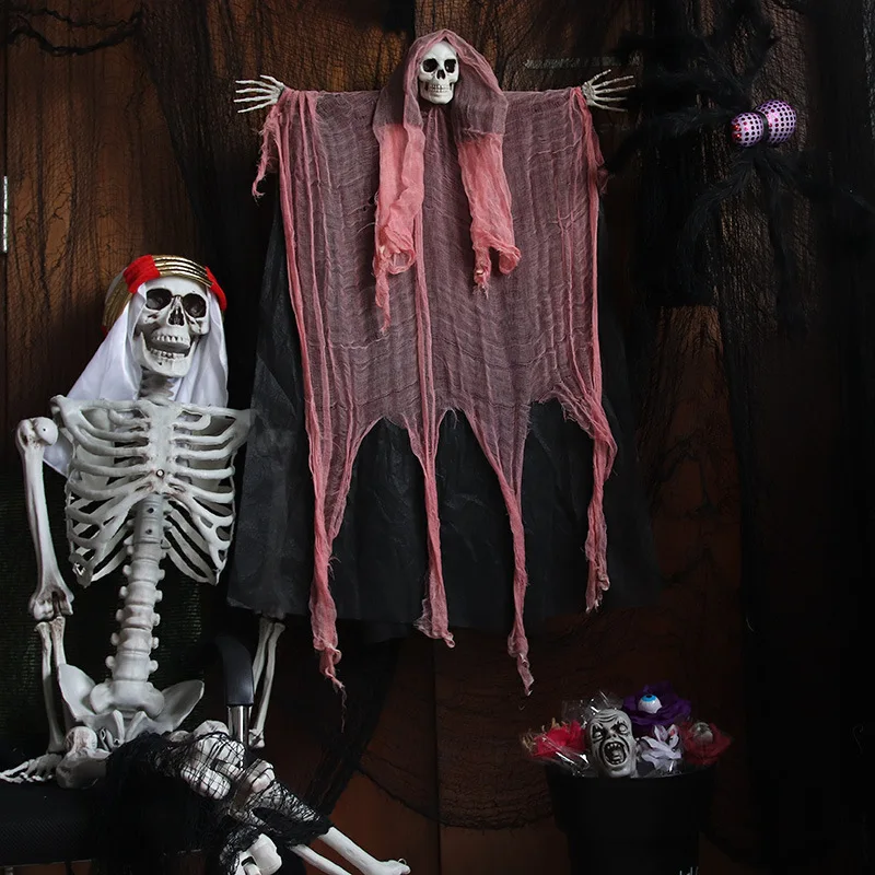 Halloween Rotājumi, Āra Karājas Skelets Spoku Rotājumi, Biedējoši, Baigais Pļāvēji ar Cepuri Halloween Ārpus1