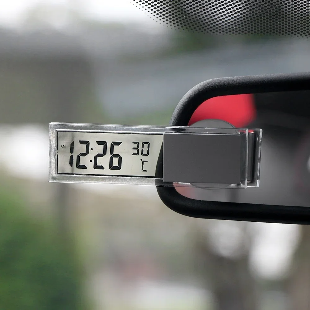 LCD Displejs Pārnēsājamo Elektronisko Logā Pulkstenis ar piesūcekni Skatīties Auto Interjera Rotājumu Piederumi Dāvanu Automašīnu Assecories2