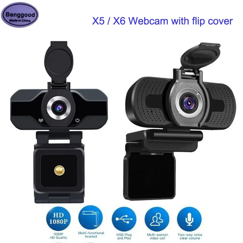 1gb X5/X6 Full HD 1080P Kameru, Datoru, DATORA Platleņķa WebCamera ar privātās dzīves Vāka Būvēt Mikrofons, Video Zvana, Web camera (tīmekļa Kamera0