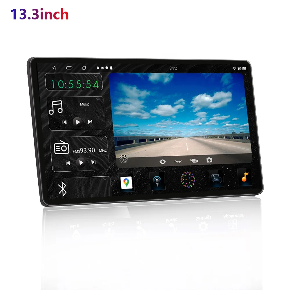 jaunākās 13.3 collu liels ekrāns, Auto DVD Atskaņotājs 2DIN Radio 2+32GB 2000*1000 GPS 4G Carplay wifi Android spēlētājs3