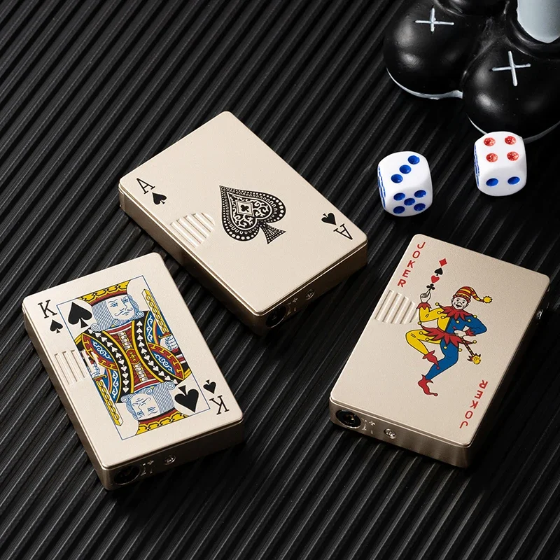 Radošo spēļu kārtis Ace of spades vieglāks butāns pretvēja taisni, metāla vieglāks metāla jautri rotaļlieta vīriešiem3