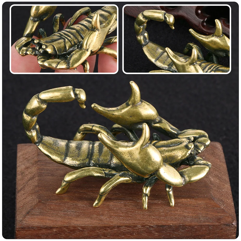 Skorpions Dzīvnieku Atpūtas Apdare Plaukts Suku Skulptūru Attēls Feng Shui Misiņa Statuja Modelis Retro Savvaļas Dzīvnieku Turētāja Statīvs Pildspalvu Rakstīšanai1