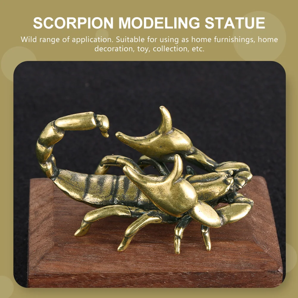 Skorpions Dzīvnieku Atpūtas Apdare Plaukts Suku Skulptūru Attēls Feng Shui Misiņa Statuja Modelis Retro Savvaļas Dzīvnieku Turētāja Statīvs Pildspalvu Rakstīšanai3
